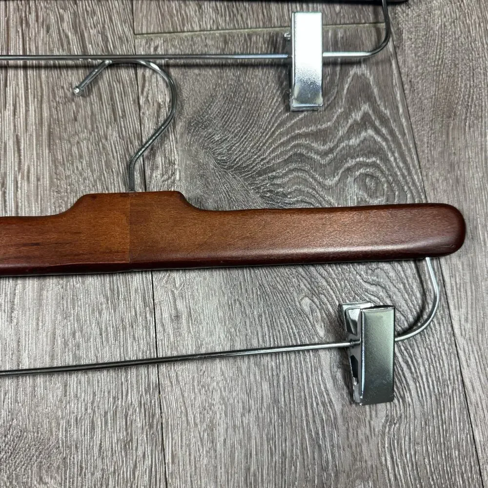 Lot of 5 Michael Graves ClothesHangers Wood & Metal Cinch Clip Pants Skirt